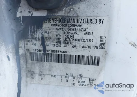 2011 Ford F-350 Xl z USA, uszkodzony, nr VIN 1FDBF3B61BEB77569